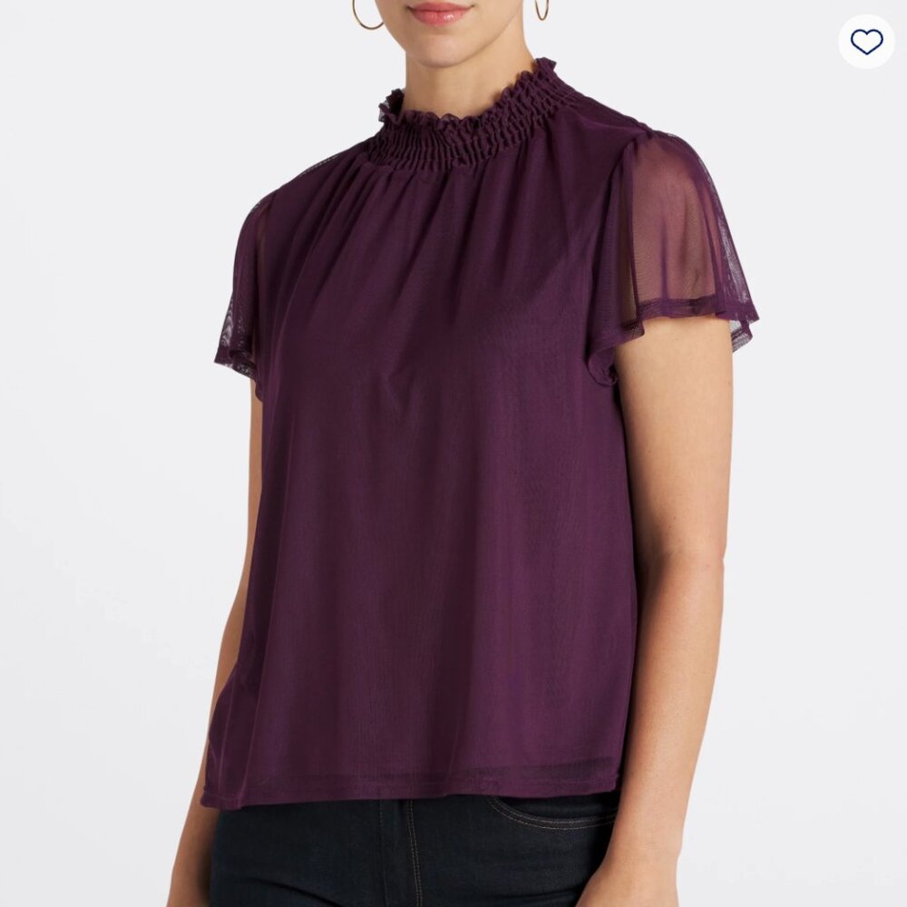 NWT BEACON Jan Mock Neck Mesh Knit Top Purple Size XXL